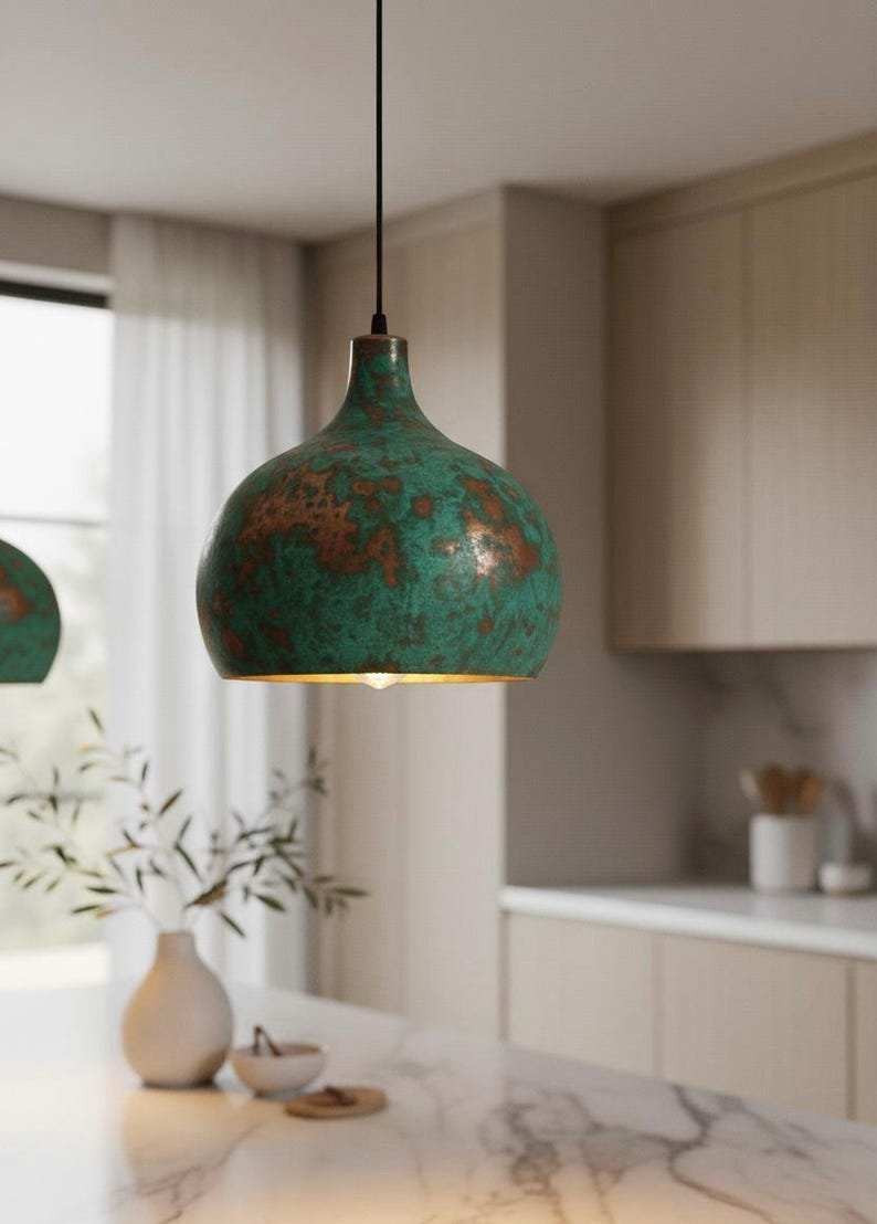 brass1 (1) Green Patina Copper Hanging Light