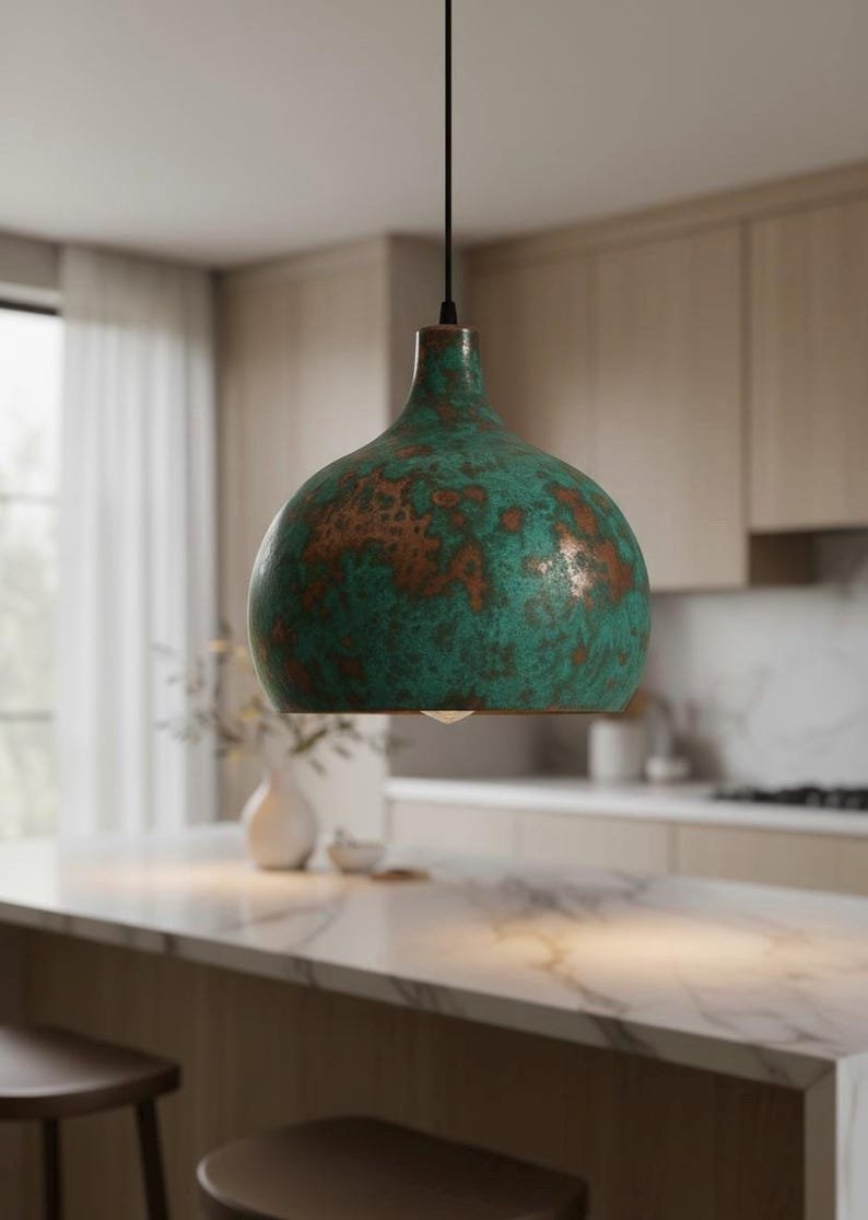brass1 (2) Green Patina Copper Hanging Light