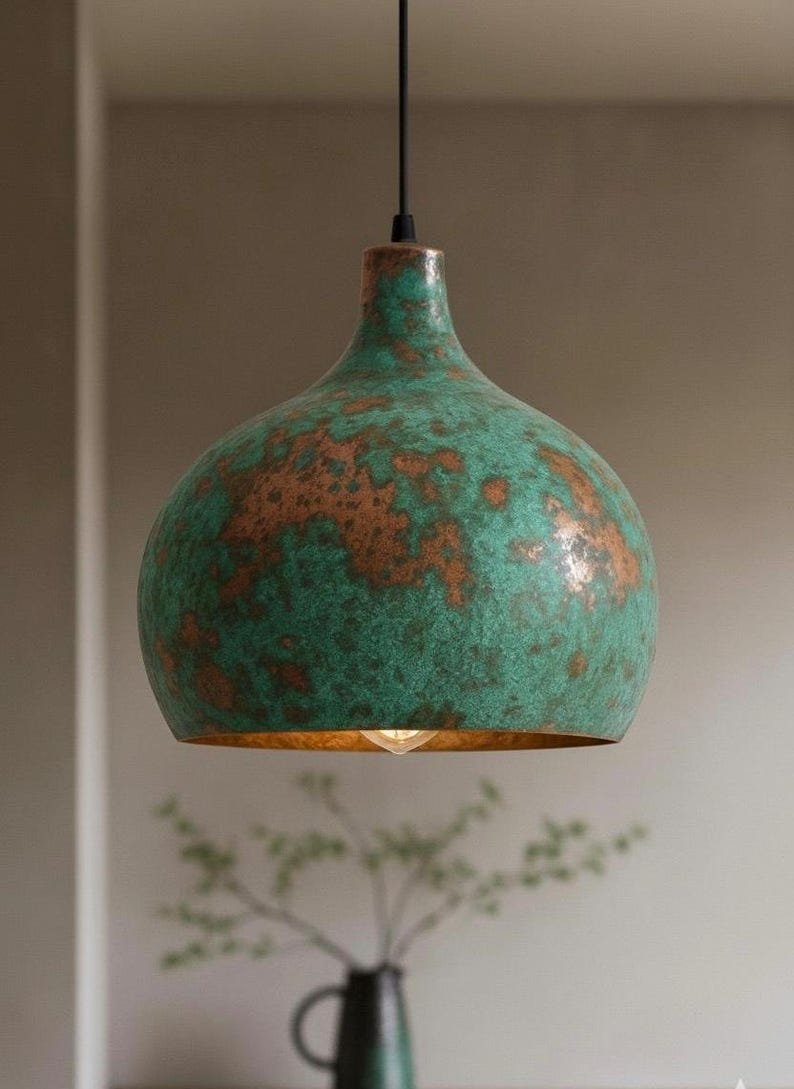 brass1 (3) Green Patina Copper Hanging Light