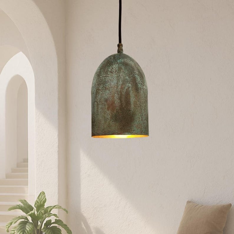 Verdigris Patina Copper Dome Pendant Light