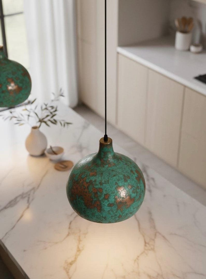 brass1 (4) Green Patina Copper Hanging Light