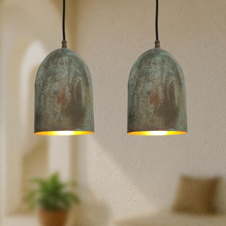 Verdigris Patina Copper Dome Pendant Light