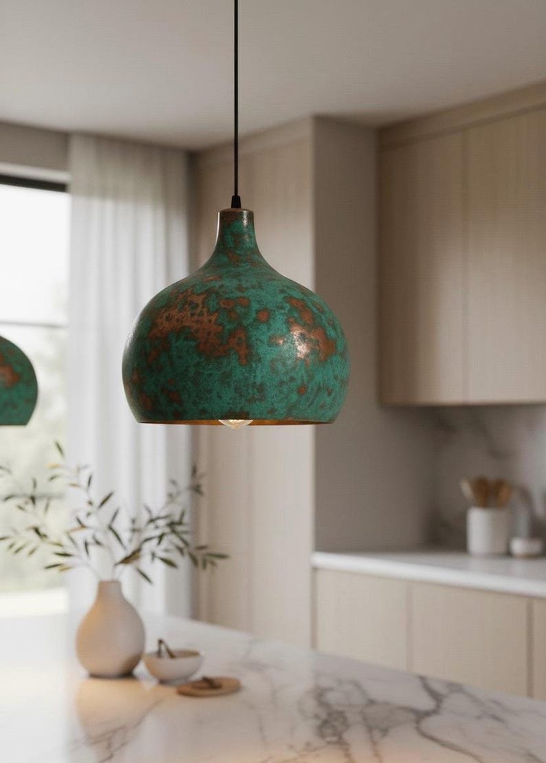 brass1 (5) Green Patina Copper Hanging Light