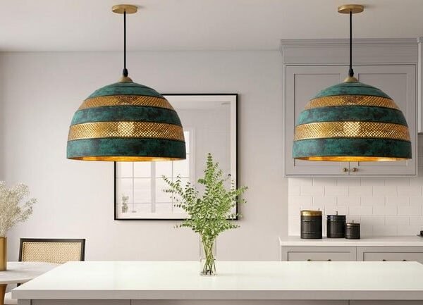 brass1 (5) Verdigris Patina Brass Dome Pendant