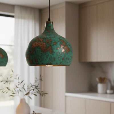 brass1 (5) Green Patina Copper Hanging Light