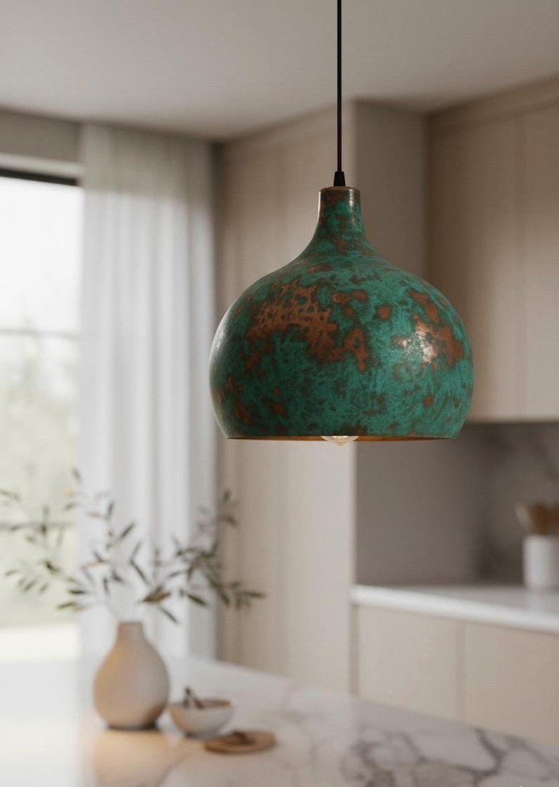 brass1 (6) Green Patina Copper Hanging Light