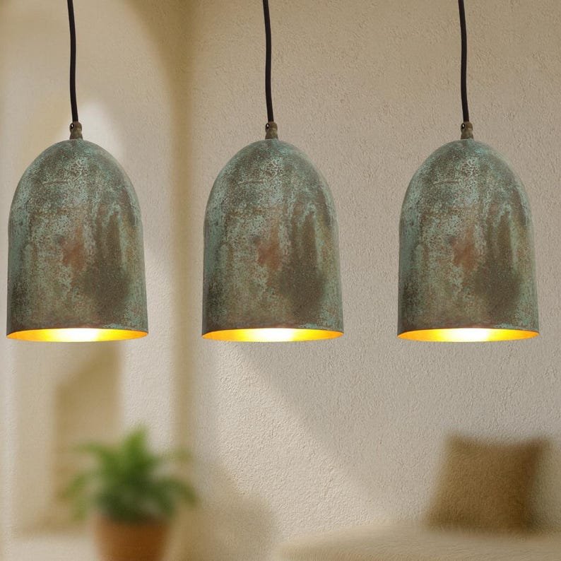 Verdigris Patina Copper Dome Pendant Light