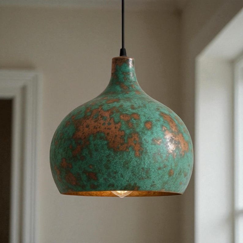 brass1 (8) Green Patina Copper Hanging Light