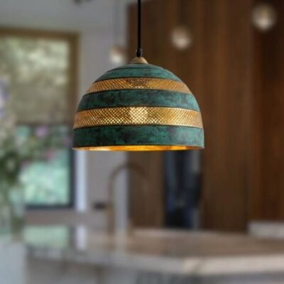 Verdigris Patina Brass Dome Pendant