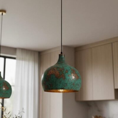 brass1 (9) Green Patina Copper Hanging Light