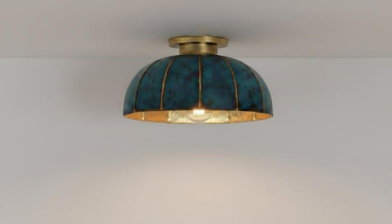 brass11 (1) Verdigris Flush Mount Ceiling Light