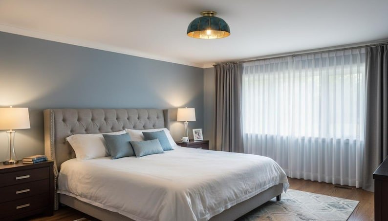 brass11 (2) Verdigris Flush Mount Ceiling Light