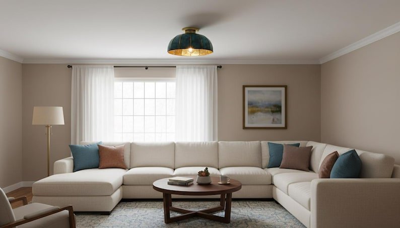 brass11 (3) Verdigris Flush Mount Ceiling Light