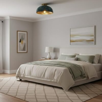 brass11 (4) Verdigris Flush Mount Ceiling Light