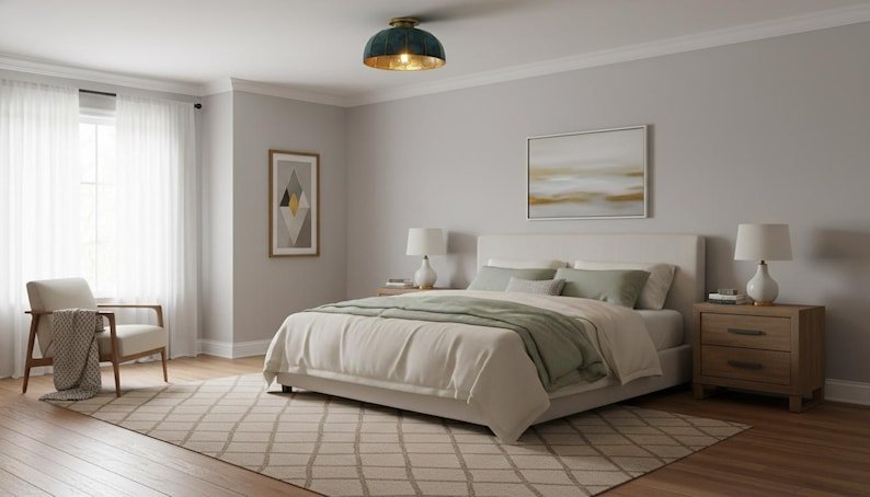 brass11 (4) Verdigris Flush Mount Ceiling Light