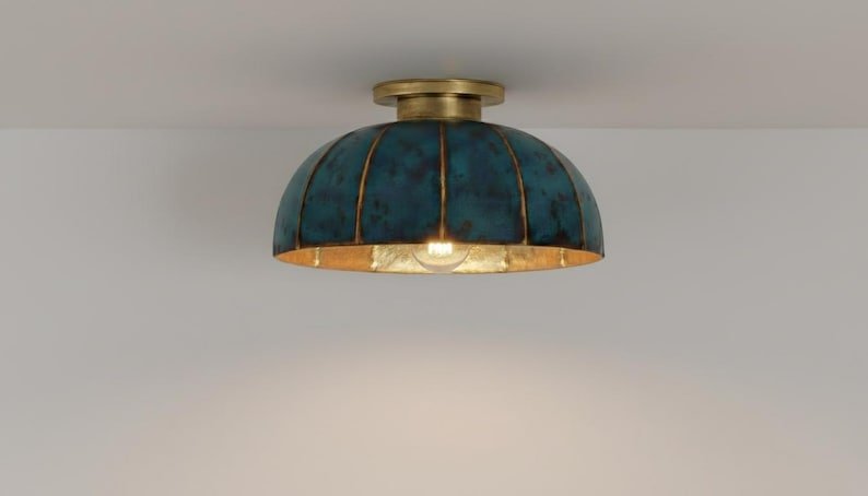 brass11 (5) Verdigris Flush Mount Ceiling Light