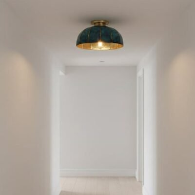 brass11 (6) Verdigris Flush Mount Ceiling Light