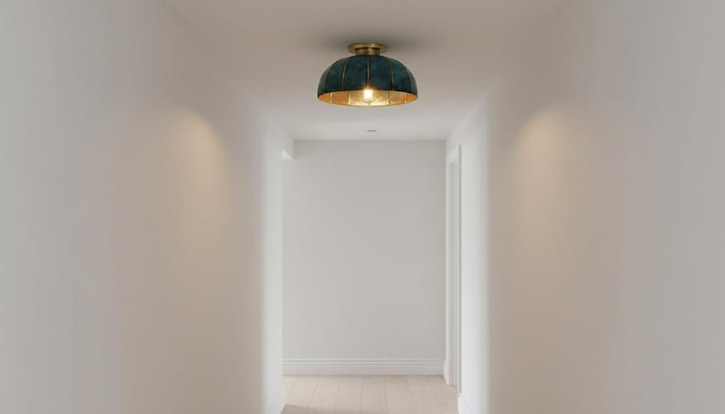 brass11 (6) Verdigris Flush Mount Ceiling Light