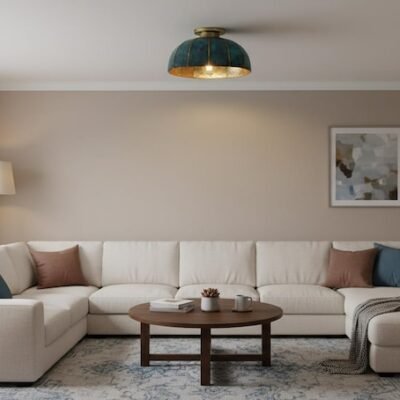 brass11 (7) Verdigris Flush Mount Ceiling Light