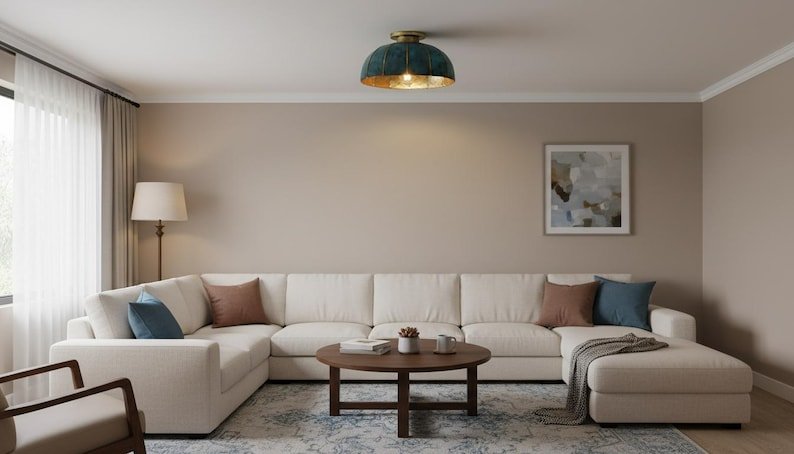 brass11 (7) Verdigris Flush Mount Ceiling Light