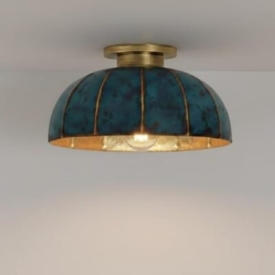 brass11 (9) Verdigris Flush Mount Ceiling Light