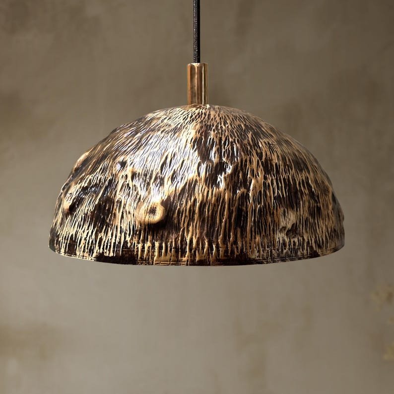 Textured Brass Dome Pendant