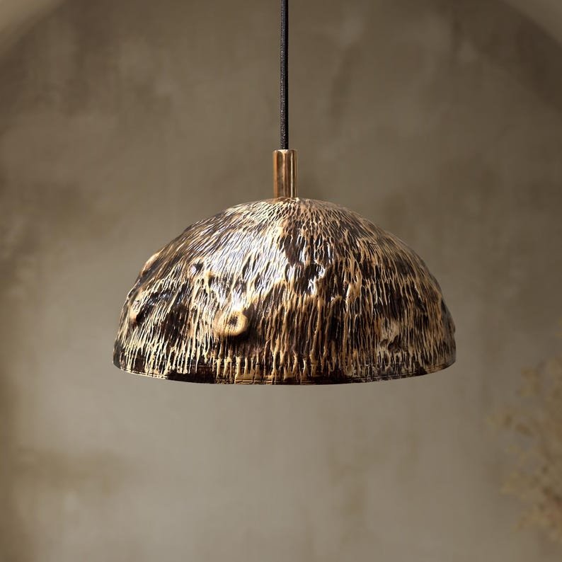 Textured Brass Dome Pendant