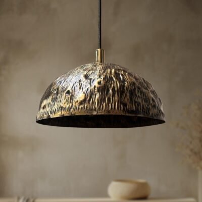 Textured Brass Dome Pendant