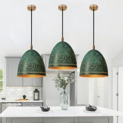 Perforated Verdigris Pendant Light