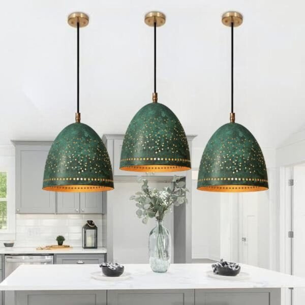 Perforated Verdigris Pendant Light