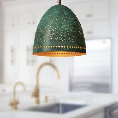 Perforated Verdigris Pendant Light