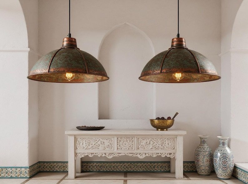 brass14 (4) Moroccan Patina Brass Dome Pendant