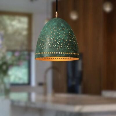 Perforated Verdigris Pendant Light