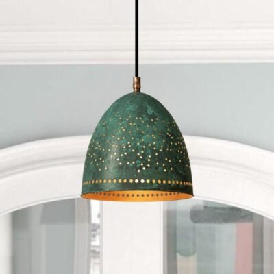 Perforated Verdigris Pendant Light