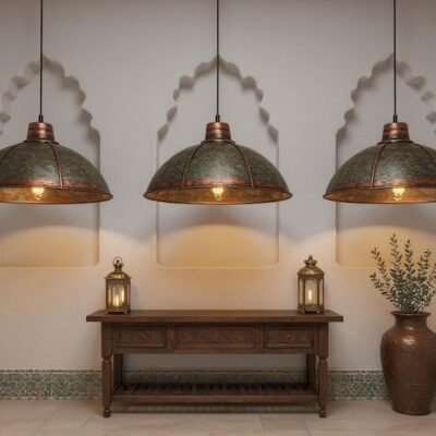 brass14 (8) Moroccan Patina Brass Dome Pendant
