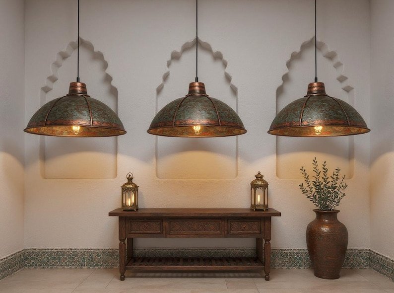 brass14 (8) Moroccan Patina Brass Dome Pendant