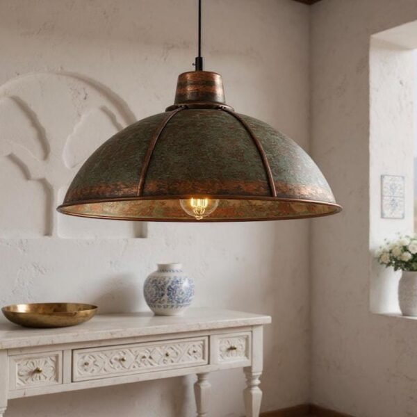 brass14 (9) Green Patina & Copper Pendant Lamp