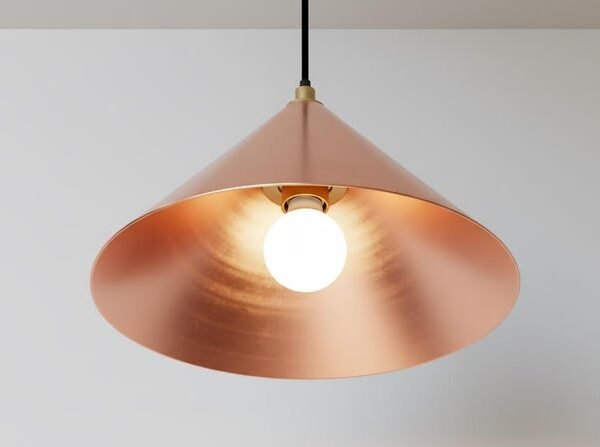 Sleek Copper Cone Pendant – Modern Radiant Glow