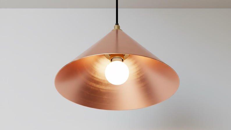 Sleek Copper Cone Pendant – Modern Radiant Glow