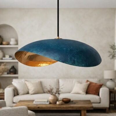 Ocean Blue Patina Brass Pendant