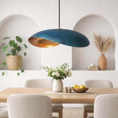 Ocean Blue Patina Brass Pendant