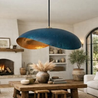 Ocean Blue Patina Brass Pendant