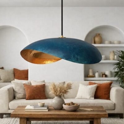 Ocean Blue Patina Brass Pendant