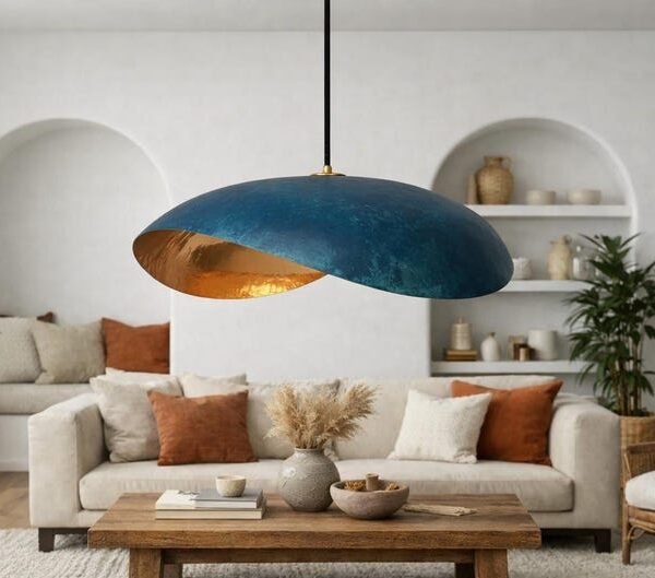 Ocean Blue Patina Brass Pendant