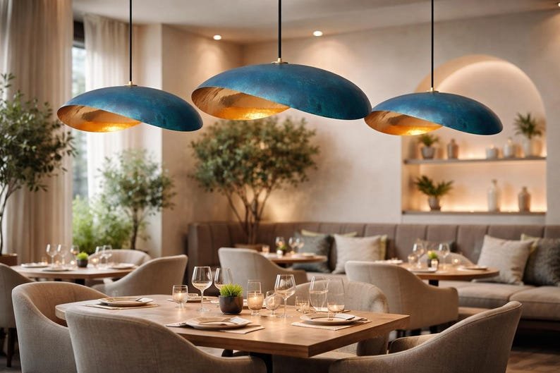 Ocean Blue Patina Brass Pendant