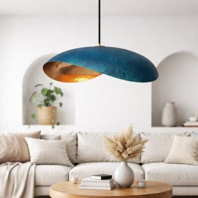 Ocean Blue Patina Brass Pendant