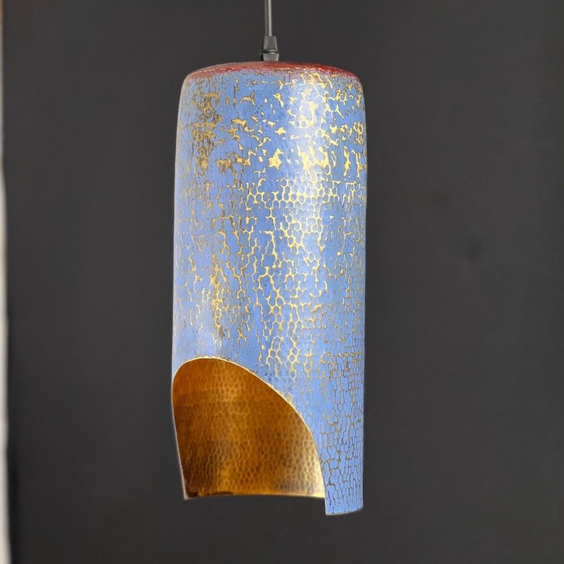 brass2 (7) Blue Patina Copper Pendant Light