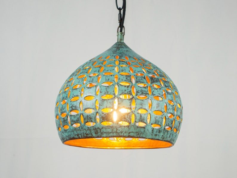 Moroccan Patina Brass Pendant Light