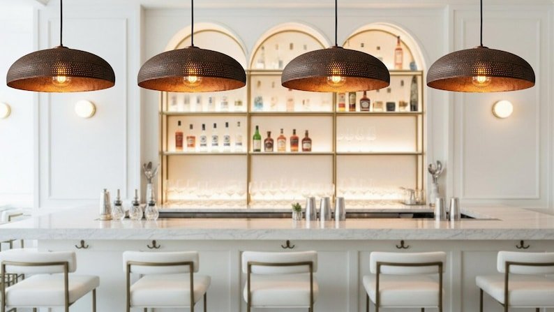 Trio Hammered Copper Pendants