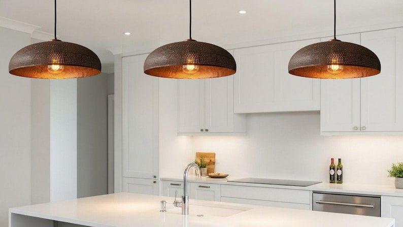 Trio Hammered Copper Pendants